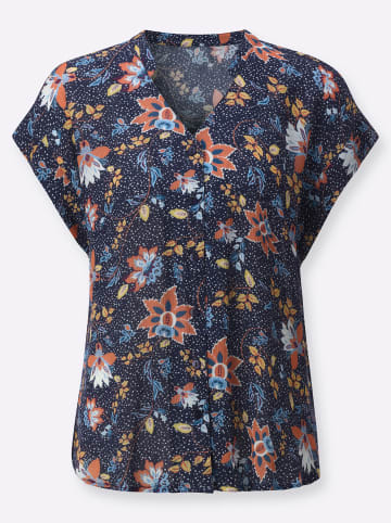WITT WEIDEN Druckbluse in marine-gelb-bedruckt