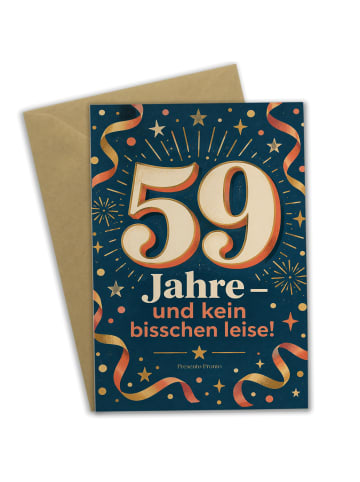 Geburtstagskarte 59. Geburtstag Zahl stilvoll D... in Weiß