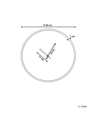 Beliani Wanduhr LUCENS in Schwarz/Gold - (W) 40 x (H) 40 x (L) 5 cm