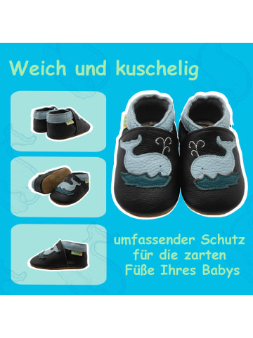 Sayoyo Baby Krabbelschuhe aus Leder, weiche Lauflernschuhe mit rutschfester Sohle 