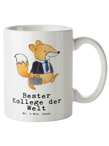 Mr. & Mrs. Panda Tasse mit Henkel Fuchs Bester Kollege der Welt ... in Weiß