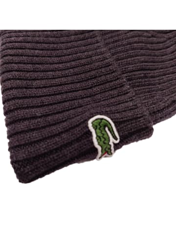 Lacoste Unisex Beanie aus gerippter Wolle in Dunkelgrau