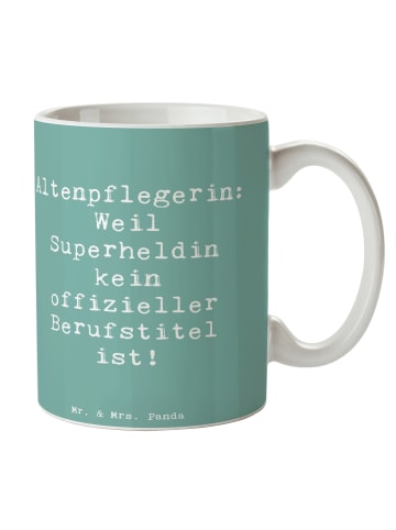 Mr. & Mrs. Panda Kaffeetasse Spruch Altenpflegerin Superheld mit... in Meeresbrise
