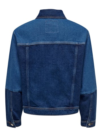 ONLY Colour Block Jeansjacke Langarm Denim Übergang Basic Vintage ONLKIM in Blau