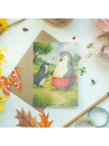Mr. & Mrs. Panda Glückwunschkarte Pinguin mit Kind Design ohne S... in Weiß