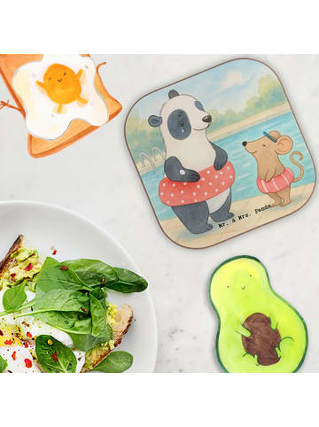 Mr. & Mrs. Panda Holzuntersetzer Otter Schwimmen Design ohne Spruch in Weiß