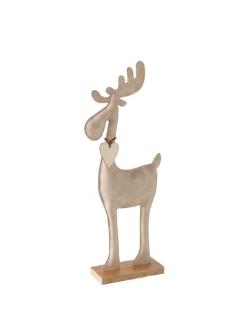 Boltze Handgefertigte Rentierfigur BOONER in Beige, (B) 5 x (H) 34 x (L) 17 cm