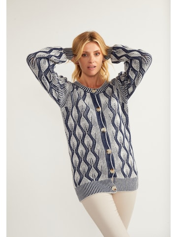 Albee Women Strickjacke in Wollweiss Blau
