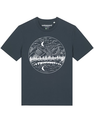 wat? Apparel T-Shirt Mountains by night in India Ink Grey