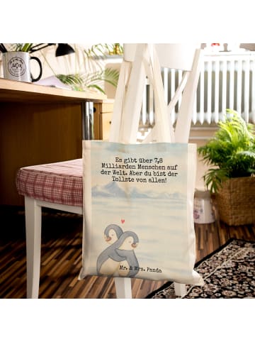 Mr. & Mrs. Panda Schultertasche Pinguine Kuscheln Design mit Spruch in Weiß