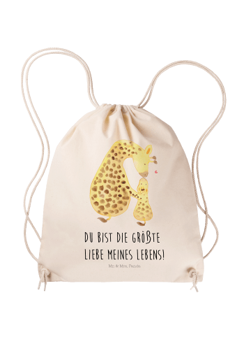 Mr. & Mrs. Panda Jutebeutel Giraffe Kind mit Spruch in Creme