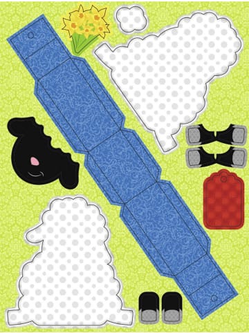 Buntpapierfabrik Ludwig Bähr Geschenkbox-Set Schäfchen 9,5x13x1cm Packung mit 8 Stück