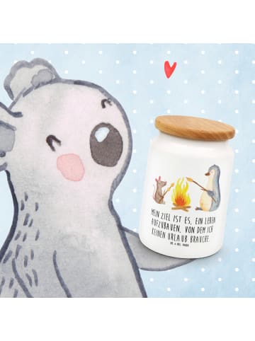 Mr. & Mrs. Panda Dose Pinguin Lagerfeuer mit Spruch in Weiß