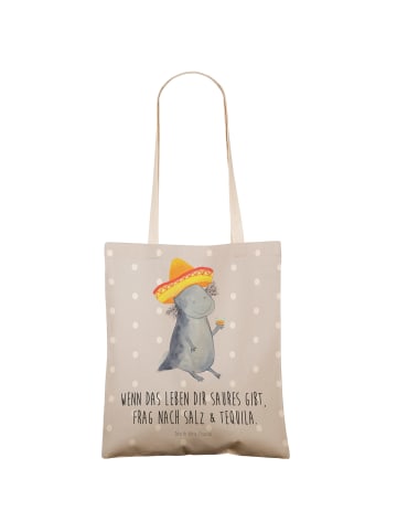 Mr. & Mrs. Panda Tote Bag Axolotl Tequila mit Spruch in Grau Pastell