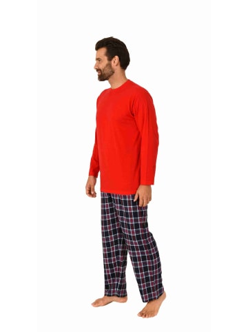 NORMANN langarm Schlafanzug Pyjama karierte Flanell Hose - 70845 in rot