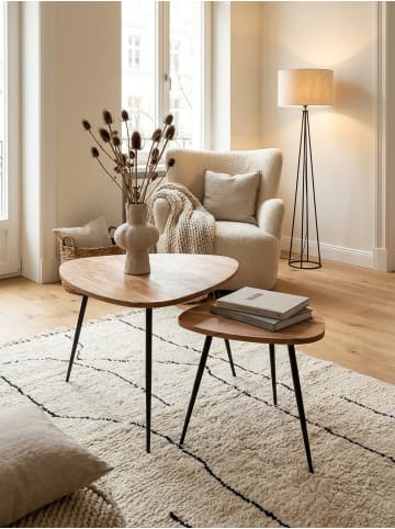 KADIMA DESIGN Satztisch 2er-Set | Akazie Premium, Metall, Industrial