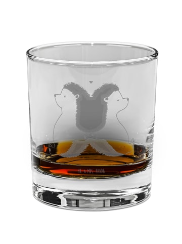 Mr. & Mrs. Panda Whiskey Glas Igel händchenhaltend ohne Spruch in Transparent