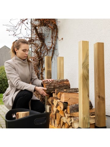 relaxdays 2x Holzstapelhilfe in Schwarz