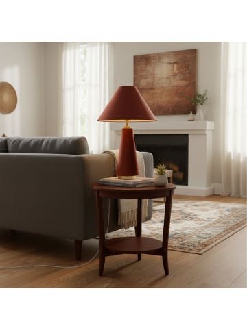 relaxdays Tischlampe in Aprikot/ Gold - (H)47 x Ø 30 cm