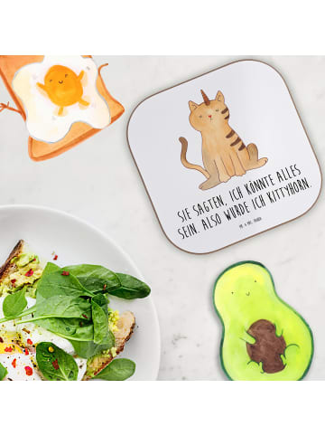 Mr. & Mrs. Panda Untersetzer für Gläser Einhorn Katze mit Spruch in Weiß