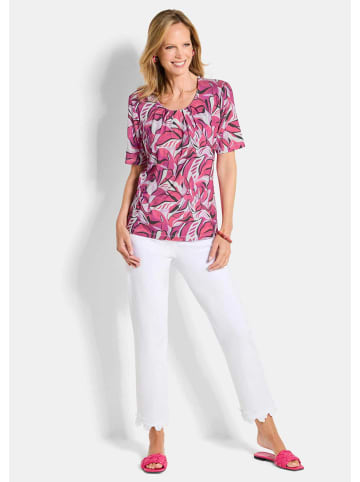 GOLDNER Jerseyshirt Cityshirt mit Blätter-Motiv in pink / gemustert
