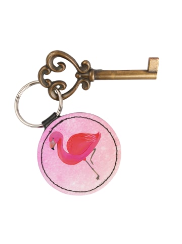 Mr. & Mrs. Panda Rund Schlüsselanhänger Flamingo Classic ohne Sp... in Aquarell Pink