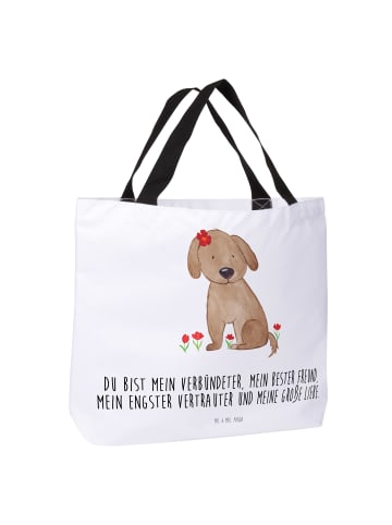 Mr. & Mrs. Panda Shopper Tasche Hund Dame mit Spruch in Weiß