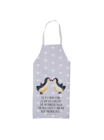 Mr. & Mrs. Panda Barkeeper Schürze Pinguin Liebe mit Spruch in Grau Pastell