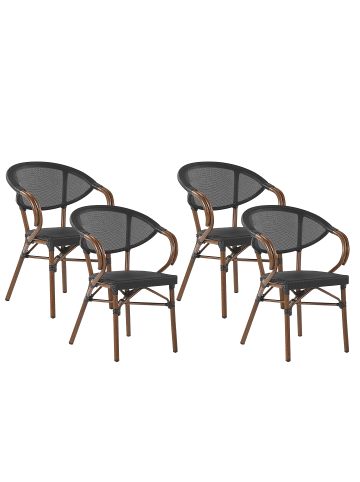 Beliani 4er-Set Gartenstuhl CASPRI in Schwarz/Braun