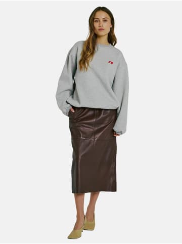 Norr Pullover Daphine in Light grey w. red print