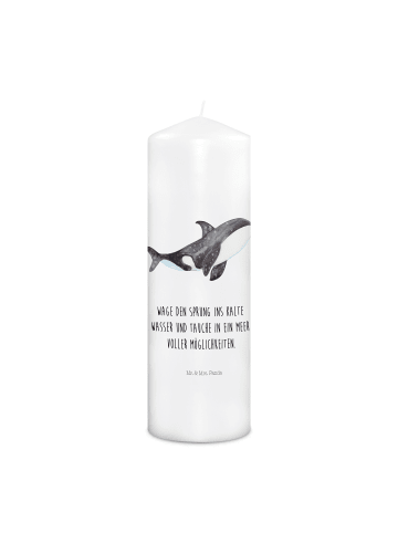 Mr. & Mrs. Panda Weihnachtskerze Orca mit Spruch in Weiß