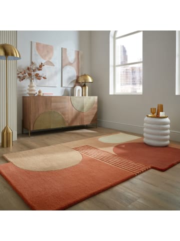 KADIMA DESIGN Wollteppich modern, abstrakt, rutschfest, Teppich 100% Wolle in Terrakotta