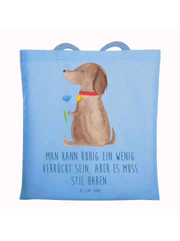 Mr. & Mrs. Panda Shopper Hund Blume mit Spruch in Sky Blue