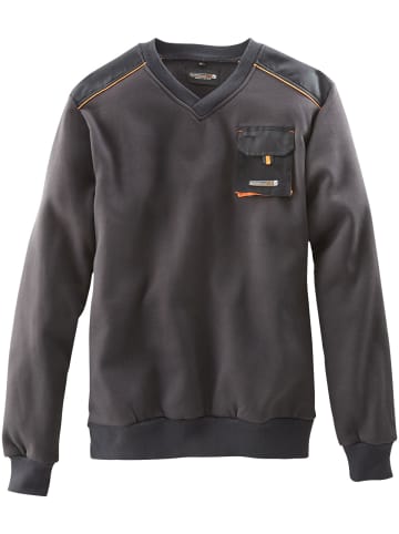 Pullover in grau / schwarz / orange