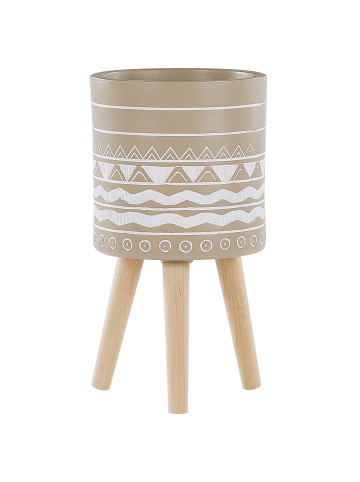 Beliani Outdoor Blumentopf MILINA in Beige/Weiß/Braun - (W) 30 x (H) 55 x (L) 30 cm