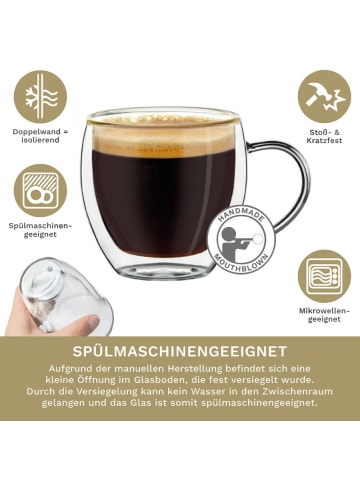 Creano Espressogläser mit Henkel doppelwandig 2er Set 100ml art. 441 Glas