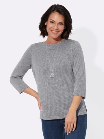 WITT WEIDEN 3/4-Arm-Shirt in steingrau-ecru-gemustert