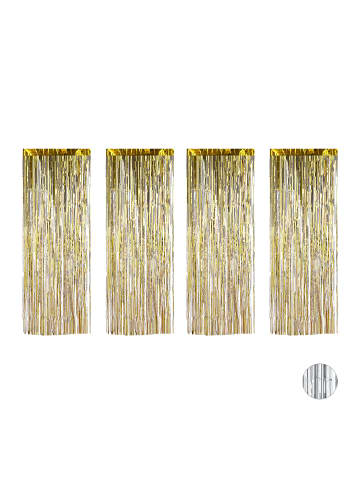 relaxdays 4x Partyvorhang in Gold - (B)100 x (H)250 cm