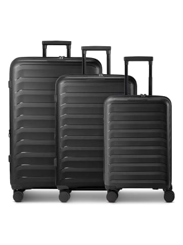D&N Toronto 4 Rollen Kofferset 3-teilig mit Dehnfalte black