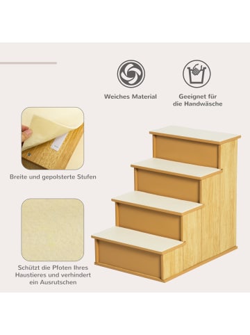 Pawhut Hundetreppe Naturholz 40L x 59B x 54,2H cm