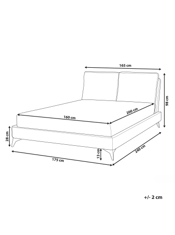 Beliani Doppelbett MELLE in Weiß/Schwarz - (W) 175 x (H) 98 x (L) 240 cm