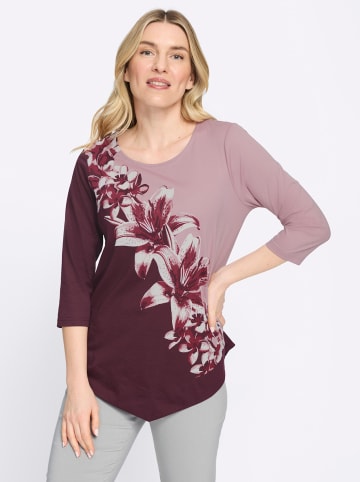 Sieh an! 3/4-Arm-Shirt in burgund-mauve-bedruckt