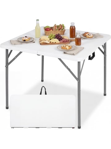COSTWAY Campingtisch quadratisch 86cm in Weiß