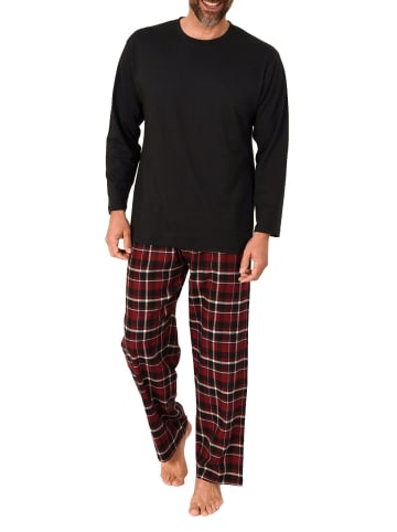 NORMANN Schlafanzug lang Pyjama FlanellHose Karo - 88222 in schwarz