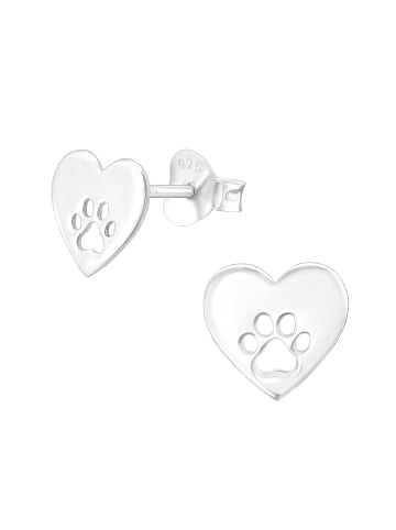 Alexander York Ohrstecker PFOTE in HERZ in 925 Sterling Silber, 2-tlg. in silver