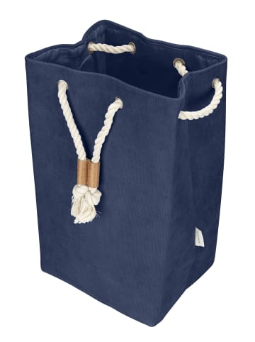 Tom Tailor Wäschekorb aus Textil mit Kordelzug in Dunkelblau, (B) 29 x (H) 51 x (L) 25 cm