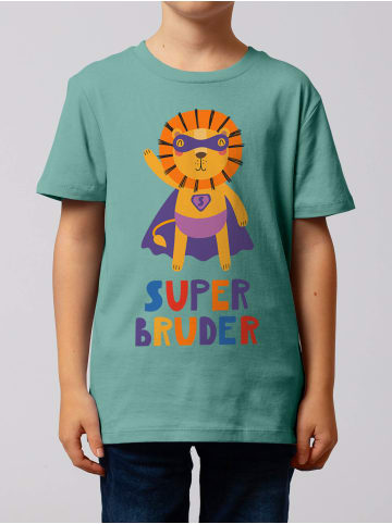 wat? Apparel T-Shirt Löwe Superbruder in Teal Monstera
