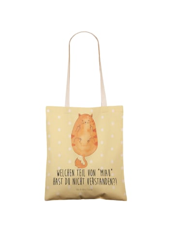 Mr. & Mrs. Panda Stofftasche Katze Mittelfinger mit Spruch in Gelb Pastell