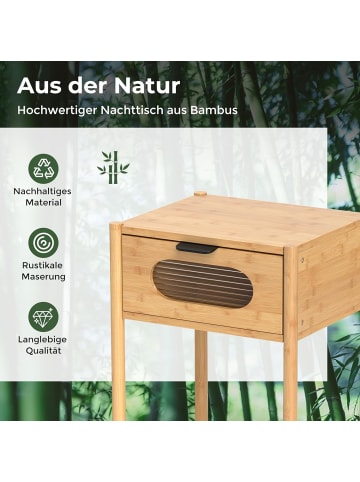 COSTWAY Nachttisch Bambus 40 x 40 x 50,5 cm in Hellbraun