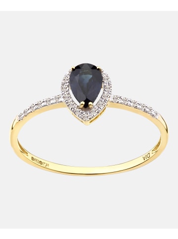 Diamant L'éternel Cluster-Ring aus 750 Gelbgold mit Diamant mit Saphir